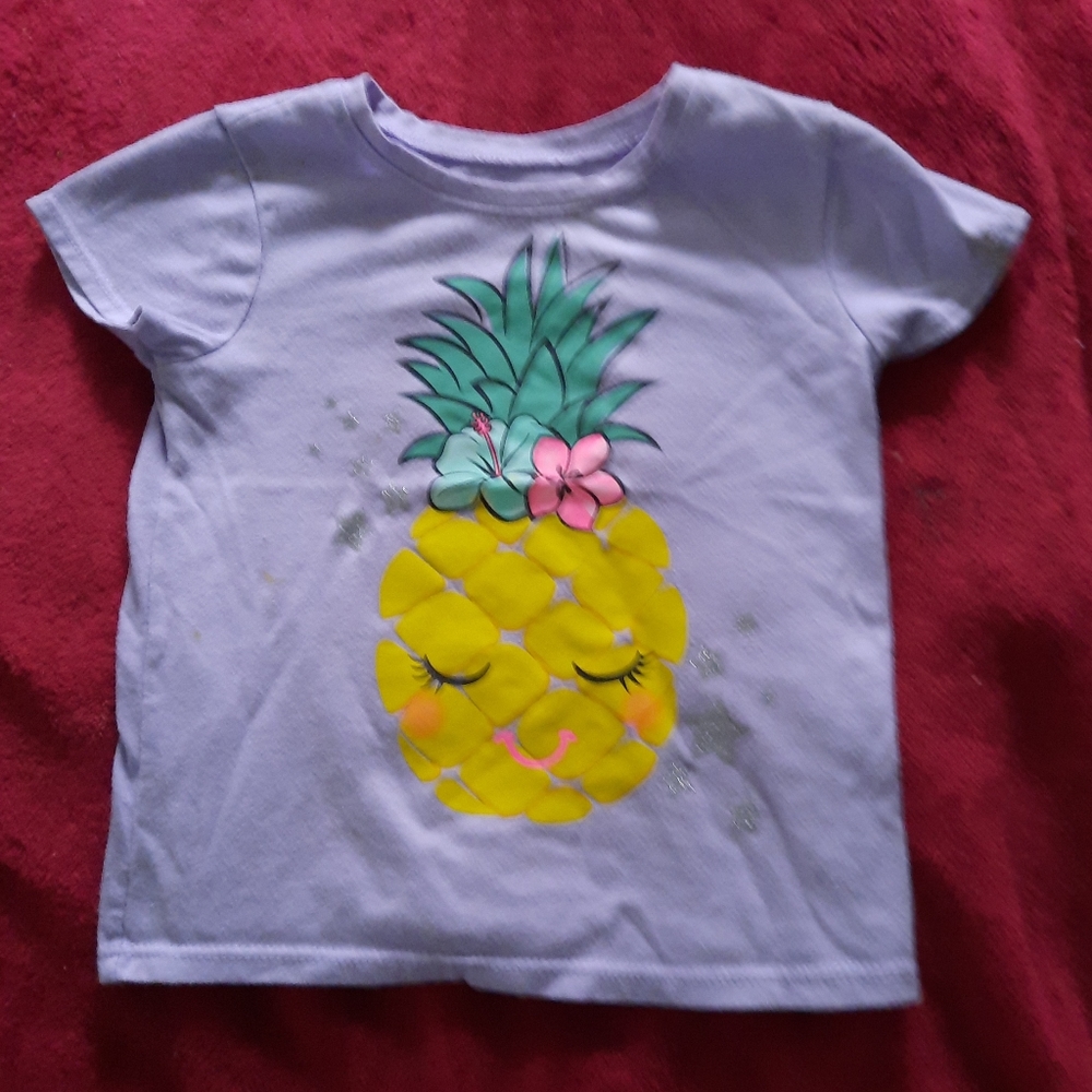 Girls - Purple- Pineapple Shirt - 4T - Cute - Glitter - Spring - Summer